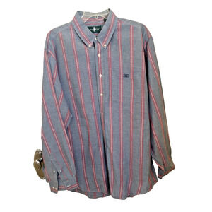 Vintage Hunt Club Muted Blue Gray Purple Striped Long Slv Shirt Size XL Tall